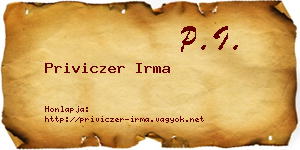Priviczer Irma névjegykártya